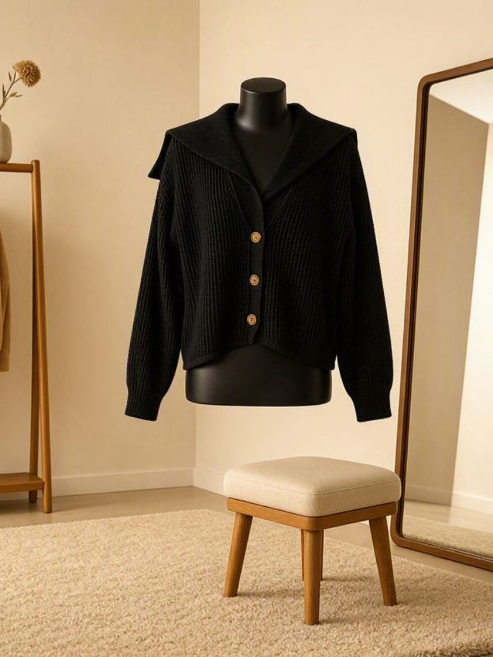 Black Knit Button Down Cardigan